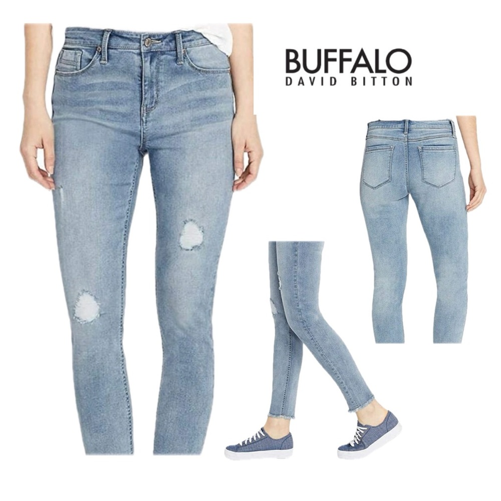 Buffalo David Bitton‎ Women's Distressed Light Blue Skinny Jeans (Jess)